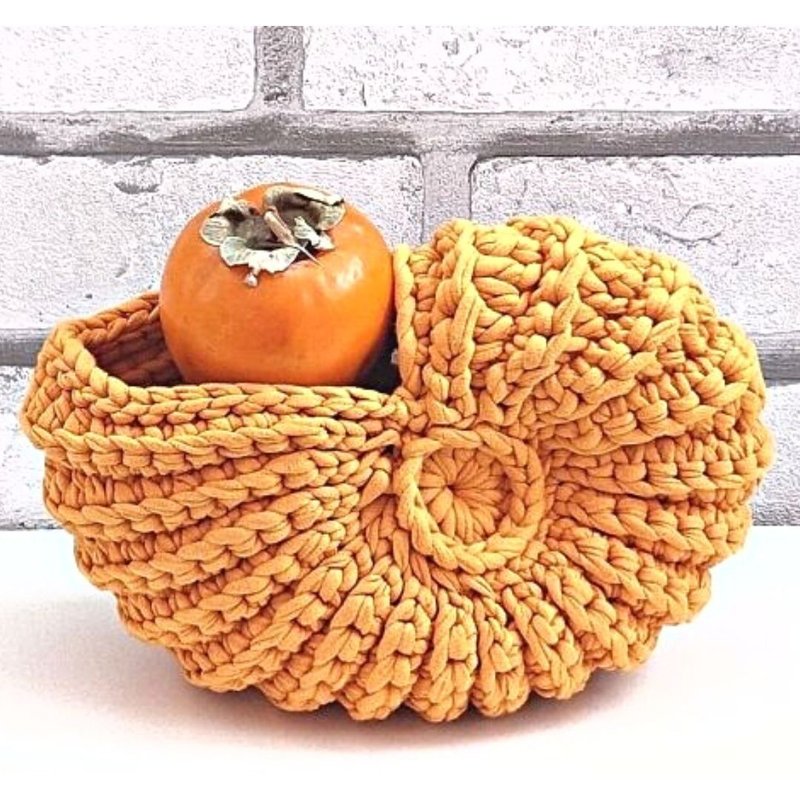 Fall crocheted on table baskets Minimalist coffee table bowls Hallowing decor - Storage - Cotton & Hemp Yellow