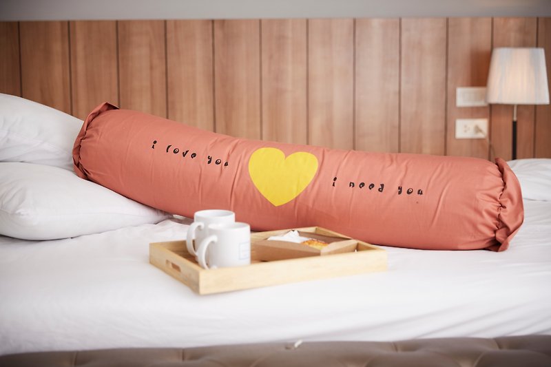 "ฺI love you - I need you" Bolster pillow: 011 - Pillows & Cushions - Cotton & Hemp Pink
