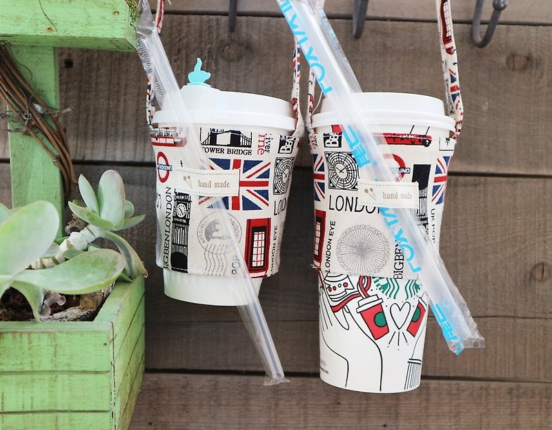 Drink bag ~ British style - Beverage Holders & Bags - Cotton & Hemp 
