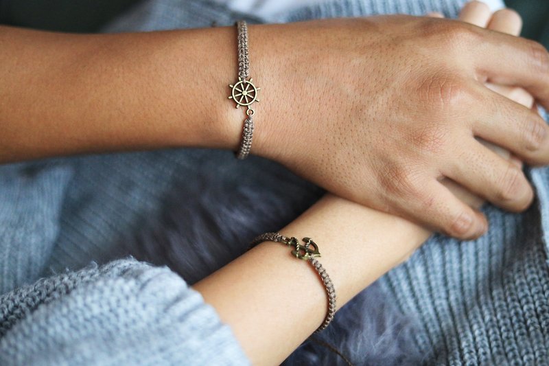 Couple matching bracelet - SET OF 2 bracelets - boyfriend girlfriend gift - Bracelets - Polyester Brown