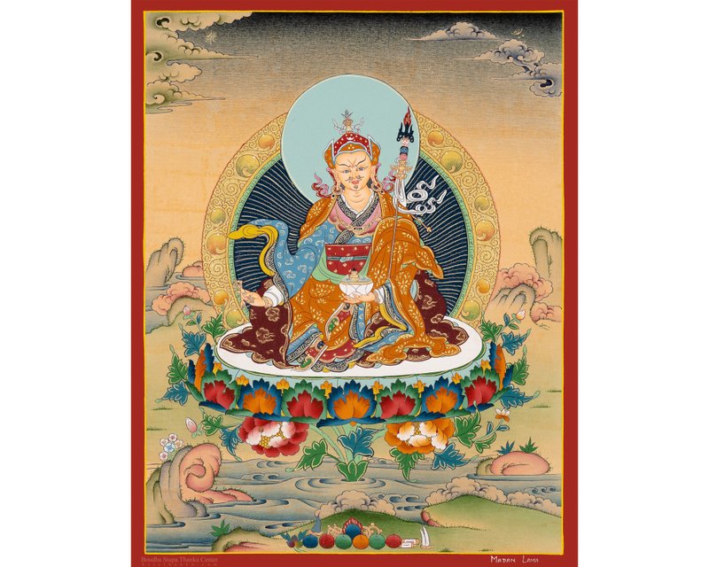 Tibetan Guru Rinpoche Thangka | Buddhist Crafts - Wall Décor - Other Materials Multicolor