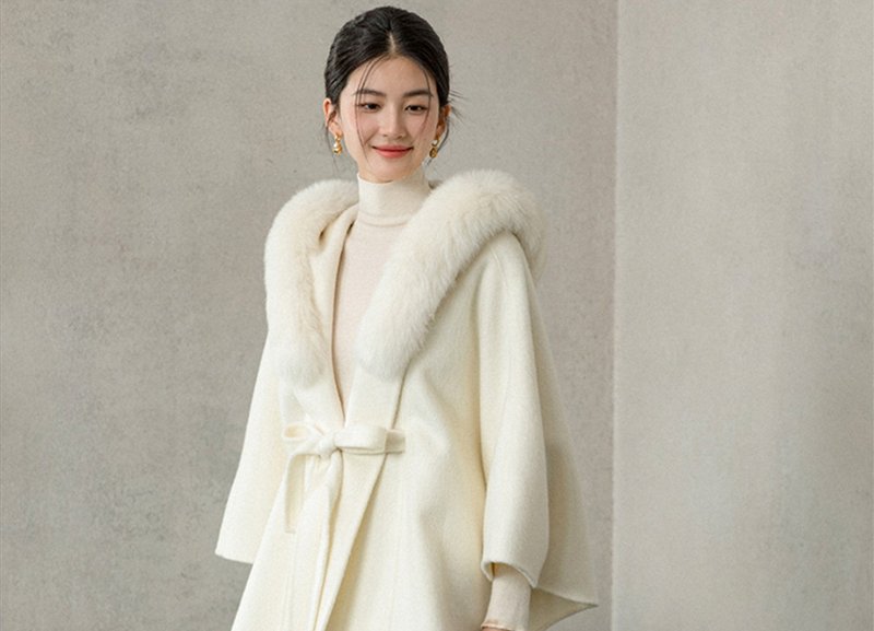 New Chinese style wool double-sided fox fur jacket - Women's Tops - Wool White