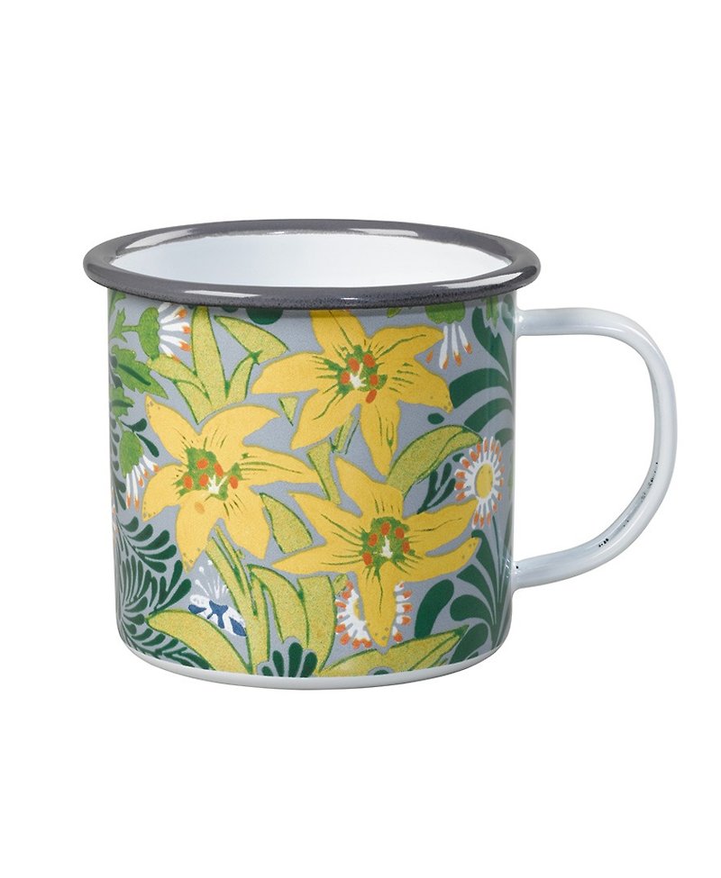 SUSS UK imports Wild&Wolf and V&A joint 珐琅 mug (red and yellow flower totem) - แก้วมัค/แก้วกาแฟ - วัตถุเคลือบ 