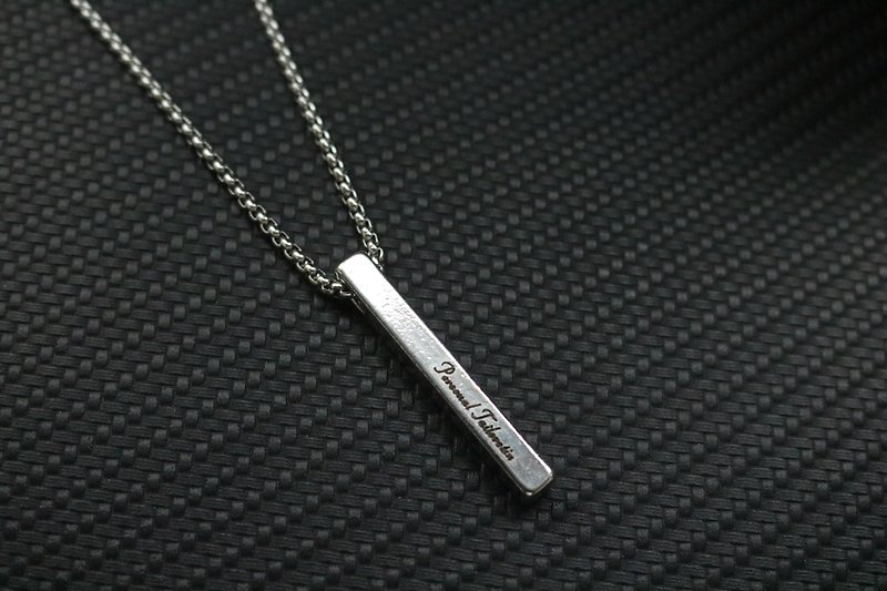 Silver small square necklace with personalized lettering and free design gift bo - Necklaces - Other Metals Silver