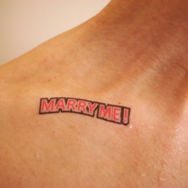 Marriage Proposal / MARRY ME / Tattoo Sticker - Items for Display - Paper Pink