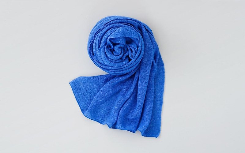 Linen knit stall Blue - ผ้าพันคอ - ผ้าฝ้าย/ผ้าลินิน สีน้ำเงิน