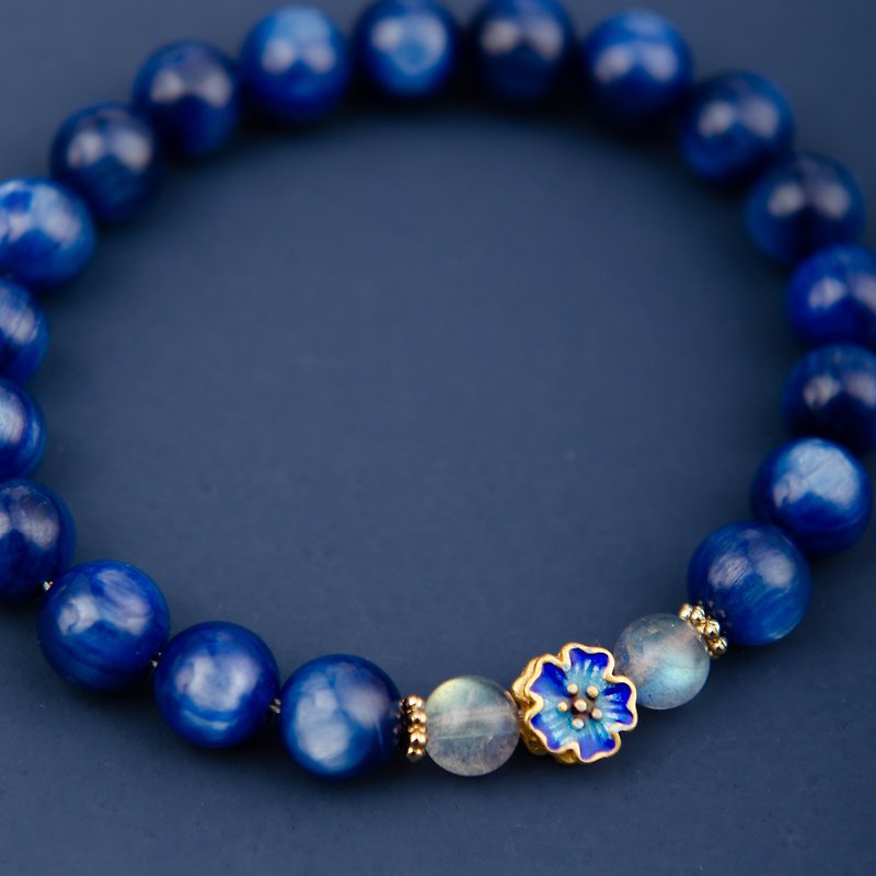 Kyanite Labradorite 925 Sterling Silver Enamel Natural Gemstone Crystal Bracelet - Bracelets - Gemstone Blue