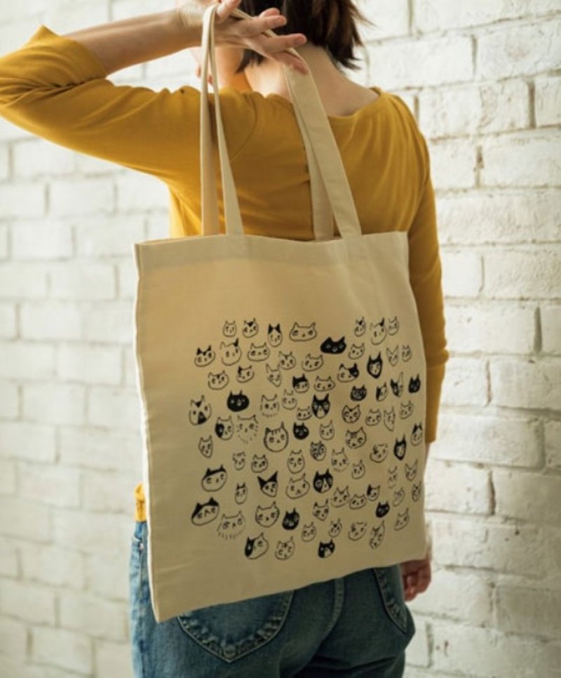 Earth Tree Fair Trade fair trade -- Haruka Shinji Cat Face B4 Tote - Messenger Bags & Sling Bags - Cotton & Hemp 