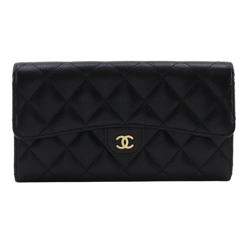 【日本直送】シャネル CHANEL マトラッセ クラシック ロング フラップ ウォレット 長財布 AP0241 キャビアスキン レディース【中古】 - 錢包/皮夾/長短夾 - 真皮 黑色