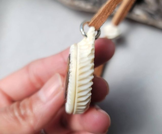鹿の角 アンモライトのピアス