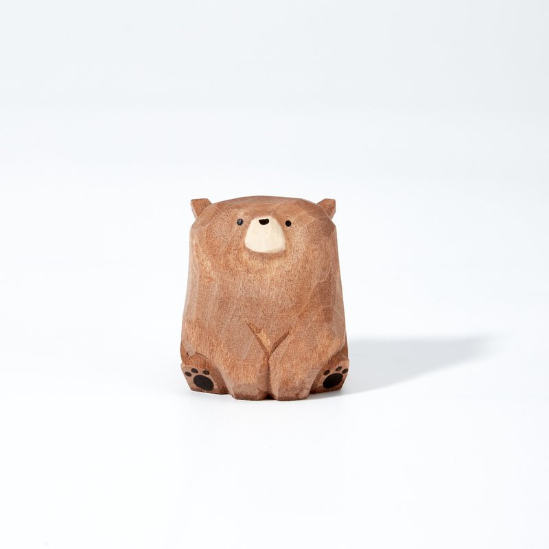 Tomo Carved Wooden Brown Bear - ของวางตกแต่ง - ไม้ สีส้ม