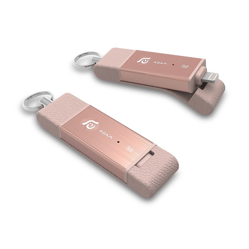 iKlips DUO Apple iOSデュアルフラッシュ32GBローズゴールド（レザーチャームバージョンなし） - USBメモリー - 金属 ピンク
