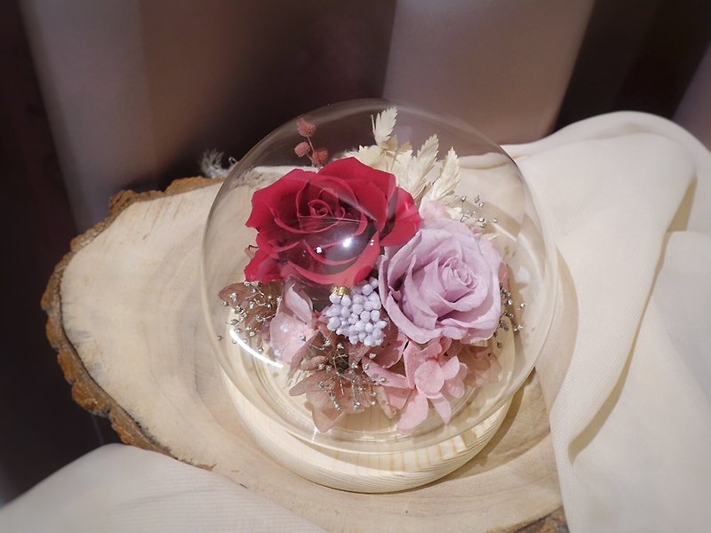 Preserved flower glass cover sweet powder - ช่อดอกไม้แห้ง - พืช/ดอกไม้ 