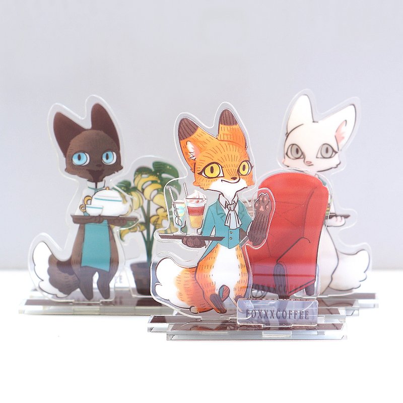Fox Coffee/Double-sided Stand/ Acrylic Stand/Charm - Other - Acrylic Orange