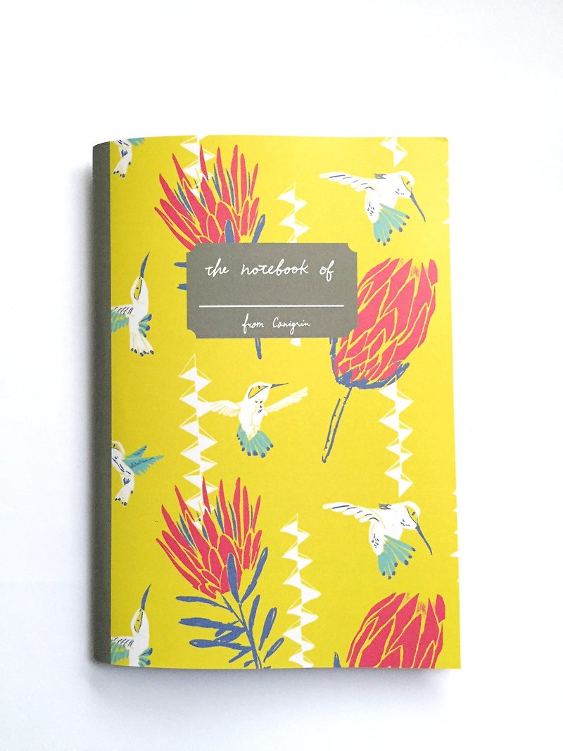 Hummingbird with Poseidon Flower A5 Checkered Notebook - Yellow - Notebooks & Journals - Paper Yellow