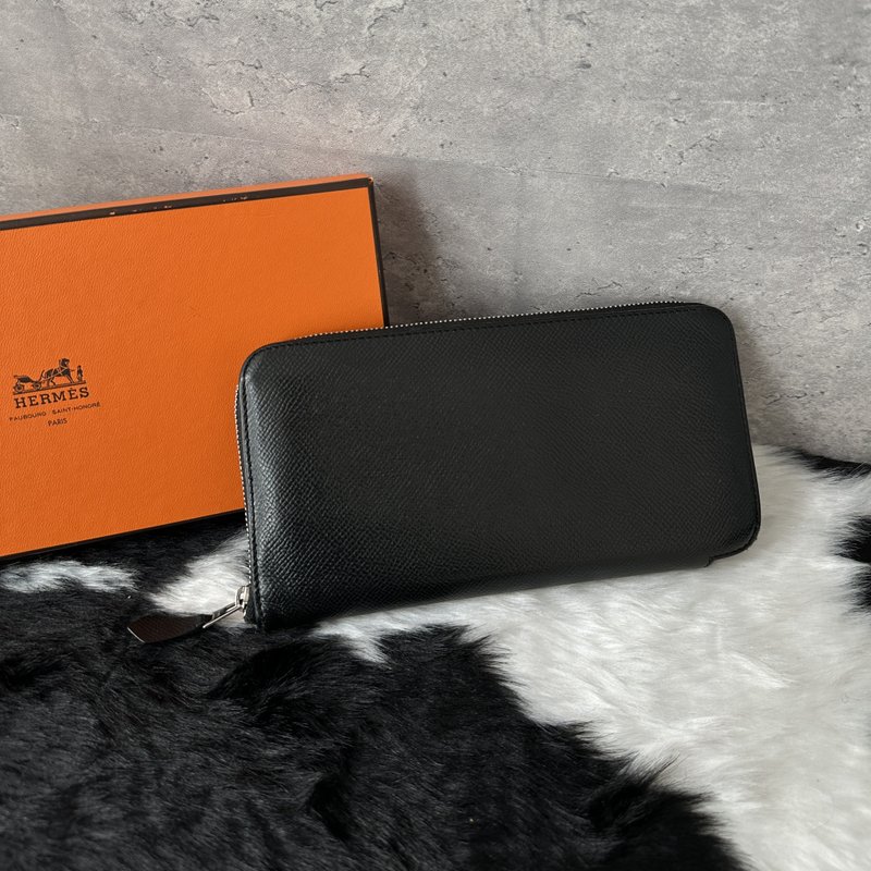 Hermès Black Zip Wallet - กระเป๋าสตางค์ - หนังแท้ สีดำ