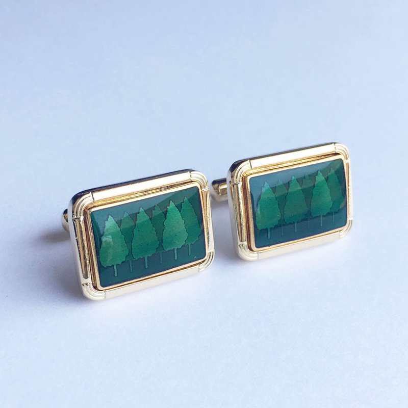 木立 【オリーブ Olive】七宝焼のカフスボタン カフリンクス  丹銅胎しずみ七宝 18kgf - 袖扣 - 其他材質 綠色