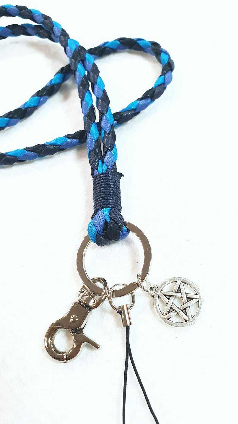 Paris*Le Bonheun. Just want blue. Woven key ring - เชือก/สายคล้อง - โลหะ สีน้ำเงิน