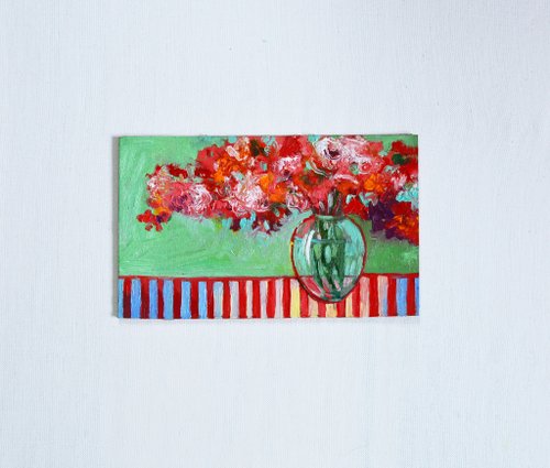 オリジナル油絵 桜の絵 花瓶の中の春の花 現代美術 - ショップ