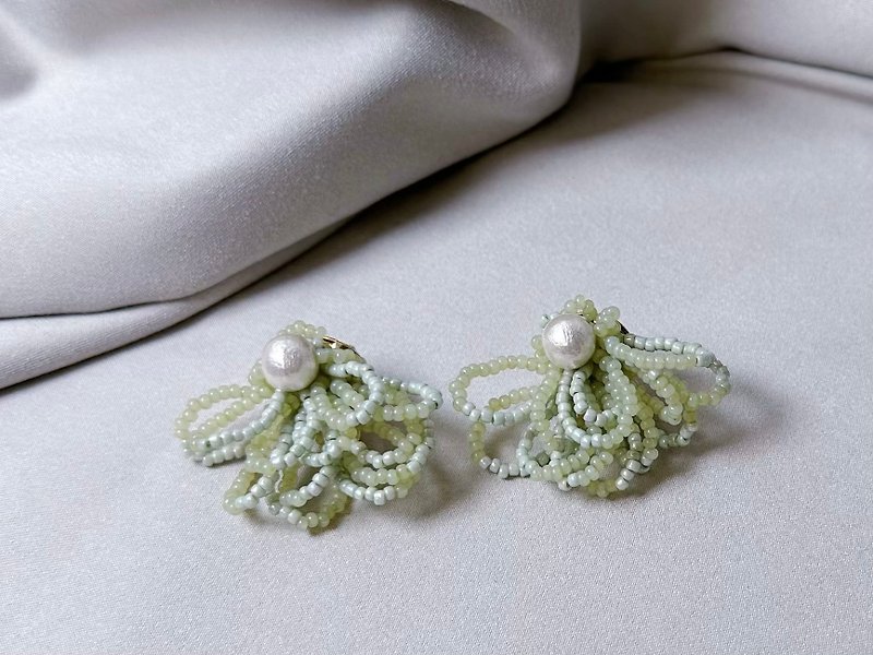 Dewdrop Xiaocui - Earrings & Clip-ons - Other Materials Green