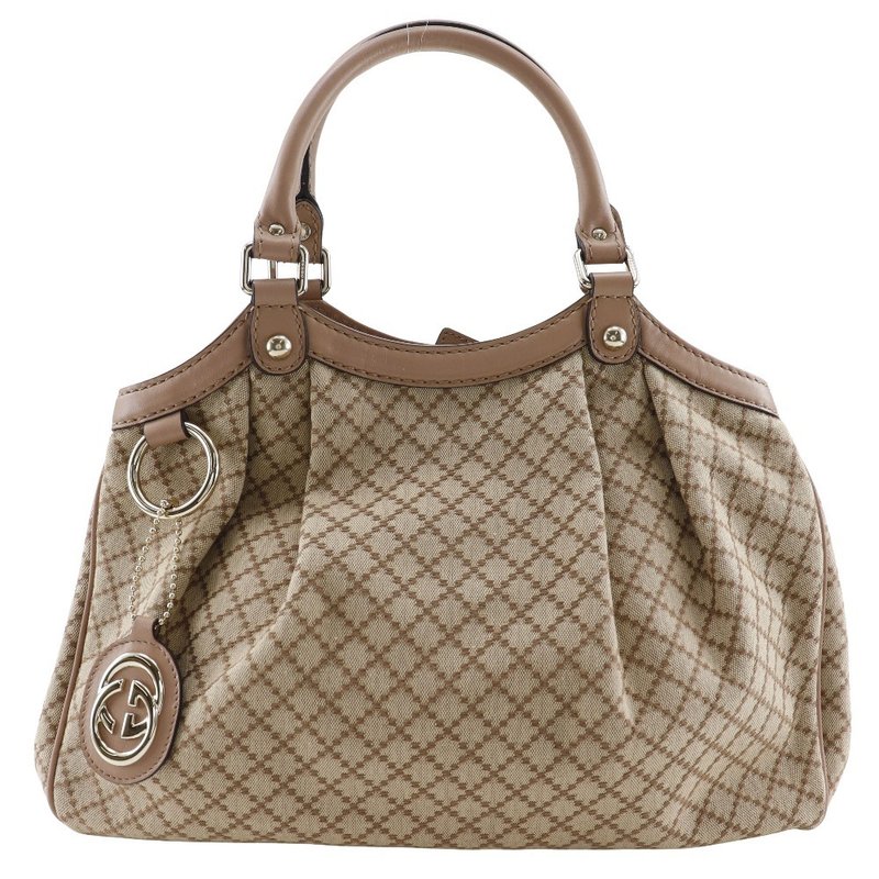 【日本直送】グッチ GUCCI スーキーバッグ ハンドバッグ ディアマンテ 211944 キャンバス ベージュ/ピンク レディース【中古】 - 手提包/手提袋 - 棉．麻 咖啡色