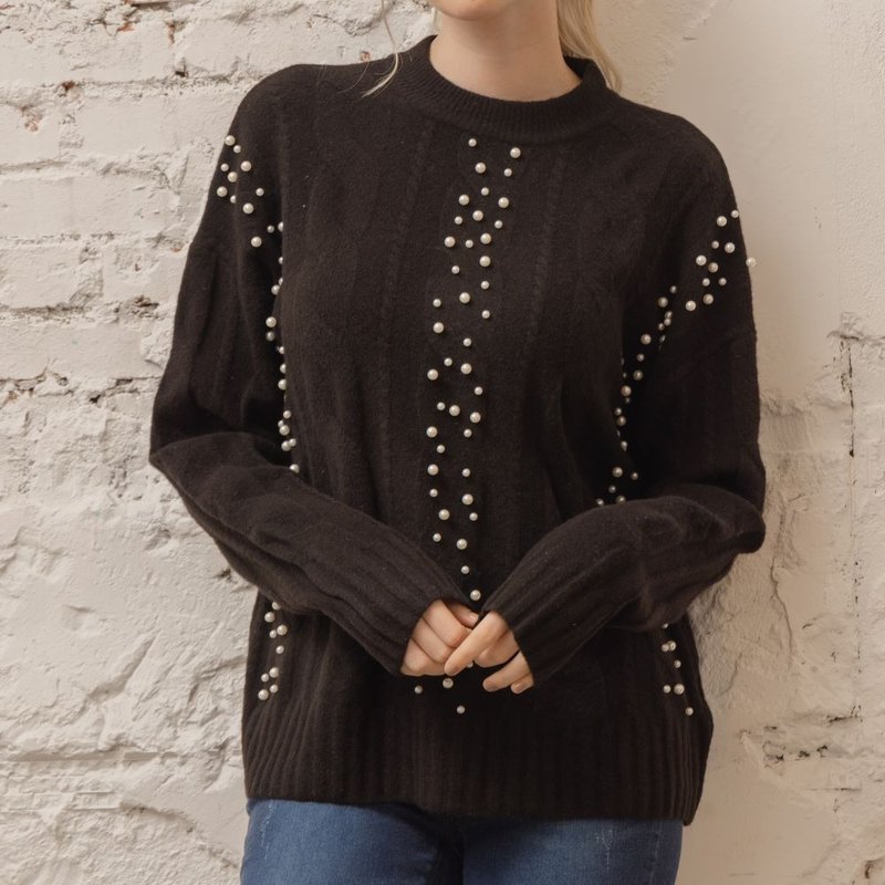 釘珠親柔舒適毛衣   黑 - 女毛衣/針織衫 - 羊毛 黑色