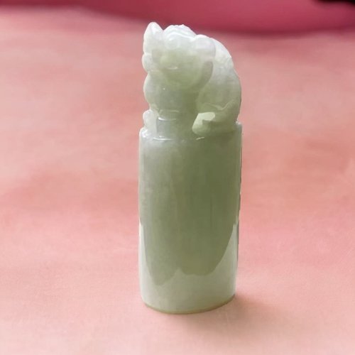 瓔珞翡翠 【招財神獸】淡綠翡翠貔貅玉印章 | 天然緬甸玉翡翠A貨 | 送禮