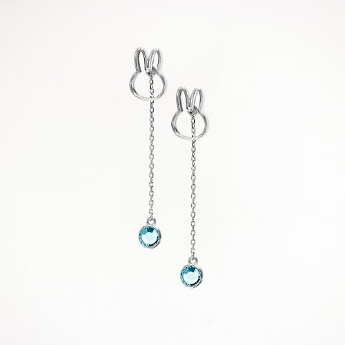 Mille-Feuille Fashion 【Pinkoi x miffy】Miffy 海藍寶石水晶垂吊耳環 | 三月誕生石