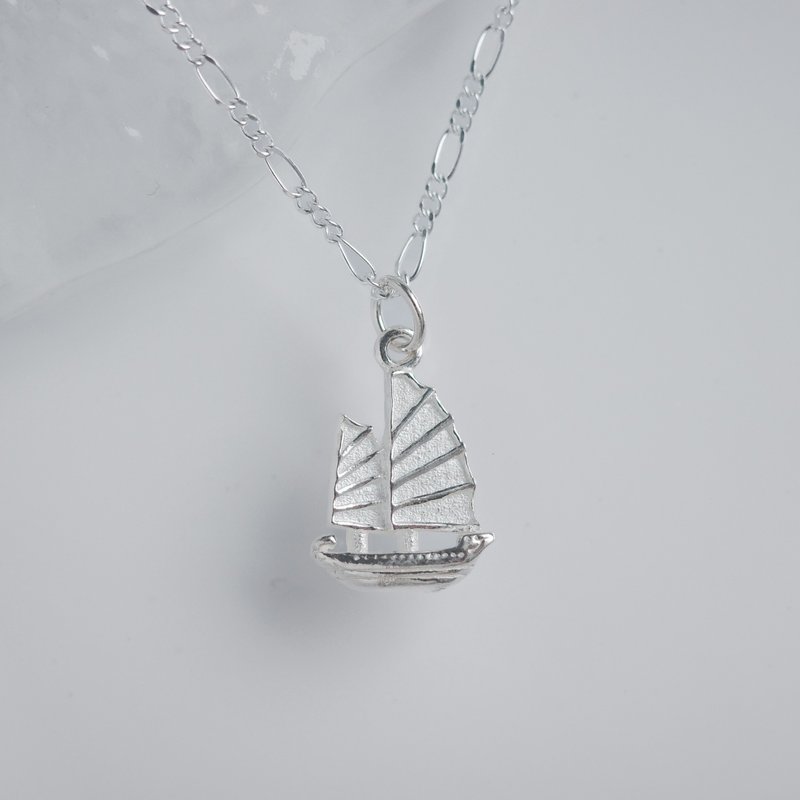 Customizable chain exchange possible | 925 sterling silver harvest sailboat necklace Valentine's Day gift free gift box packaging - สร้อยคอ - เงินแท้ สีเงิน