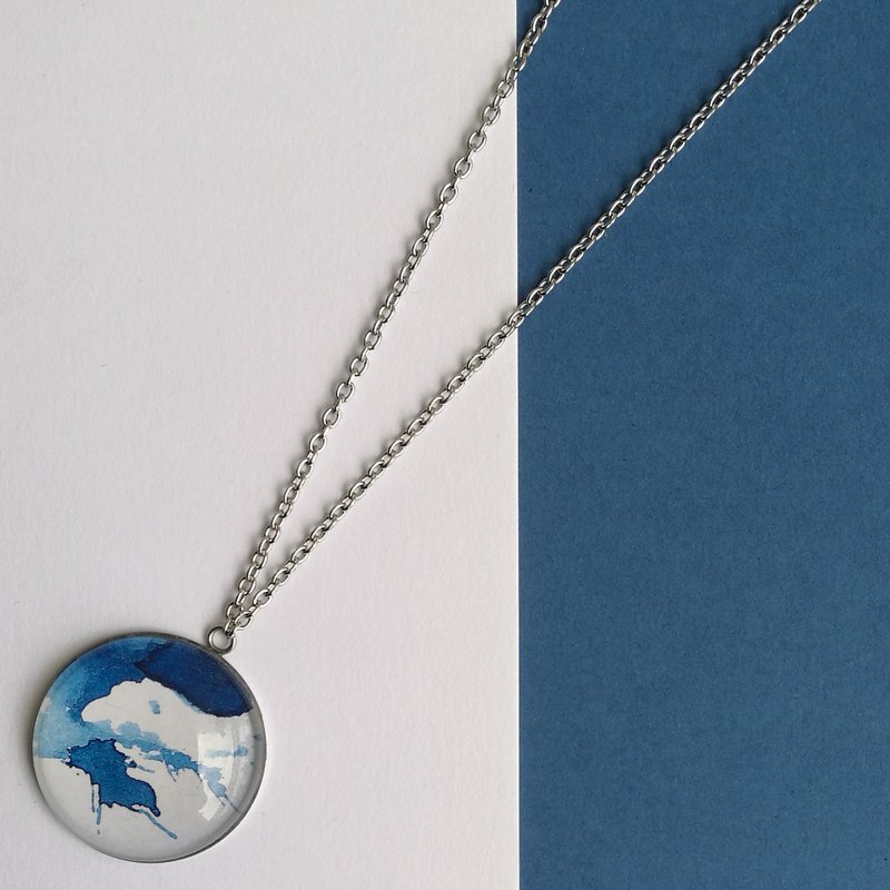 CHEW 'N' GIAM | Hand Painted Necklace [Blue Series] - 項鍊 - 紙 藍色
