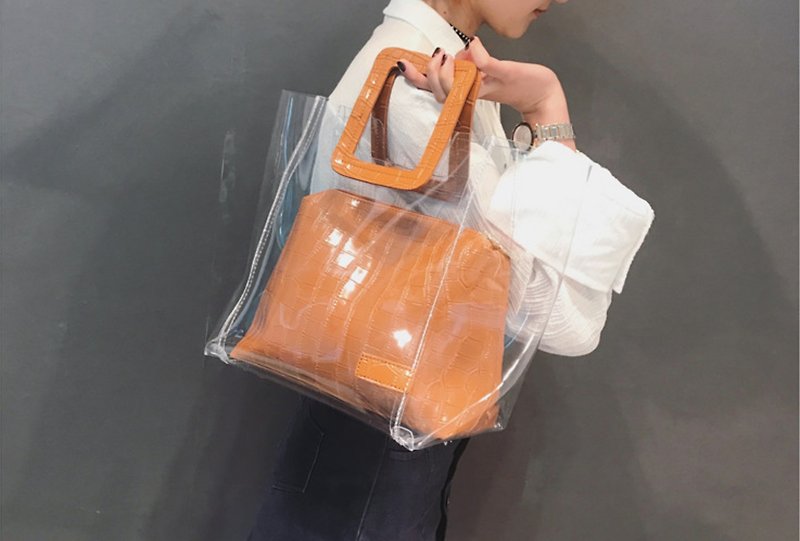 CLEAR BAG / Yellow - 手袋/手提袋 - 塑膠 橘色
