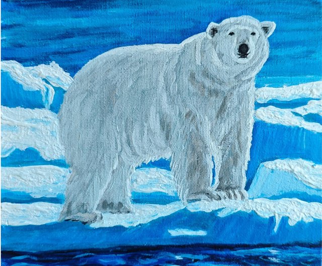 シロクマの冬のオリジナルアート雪の絵画クリスマスギフト シロクマの冬のオリジナルアート雪の絵画クリスマスギフト