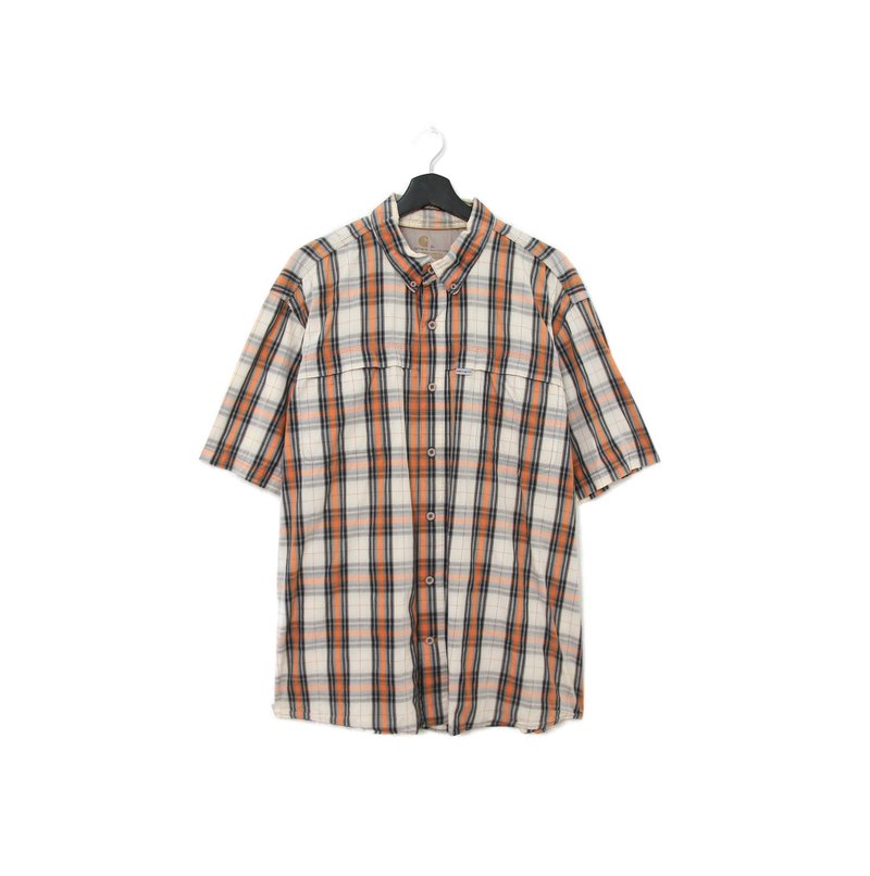 Back to Green-品牌襯衫 carhartt 黑橘 格紋 d-03 vintage shirt - 男襯衫/休閒襯衫 - 棉．麻 