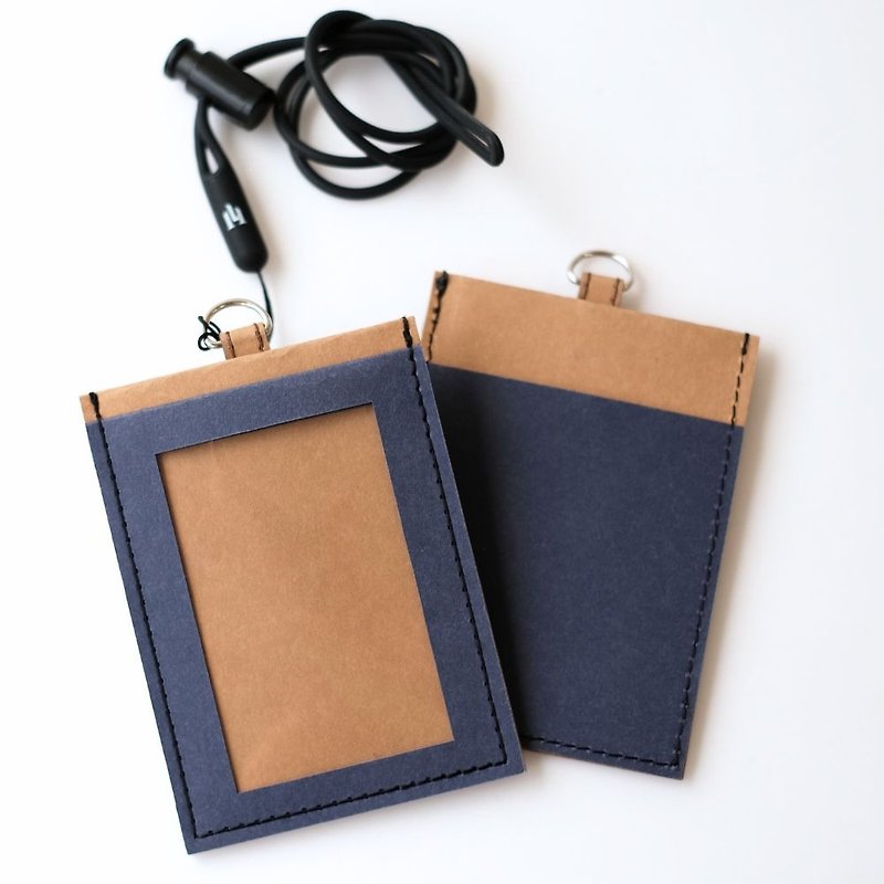 LOGINHEART | Double-sided sensor ID holder, sea Brown and blue cards do not interfere with handmade warranty - ID & Badge Holders - Paper 