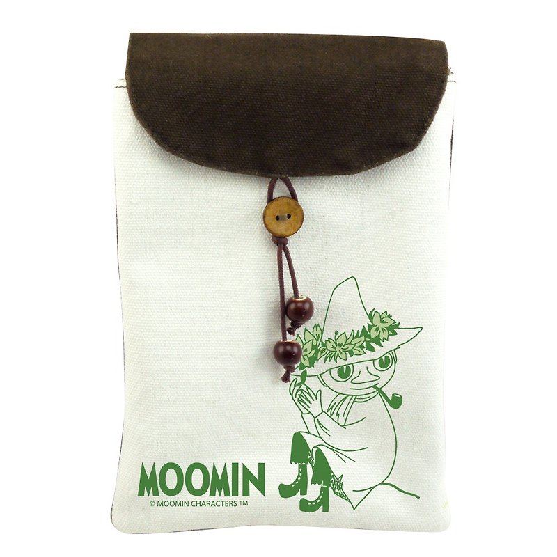 Moomin Lulu Rice Authorized-Mobile Phone Bag [Snufkin] (Shoulder) - กระเป๋าแมสเซนเจอร์ - ผ้าฝ้าย/ผ้าลินิน สีเขียว