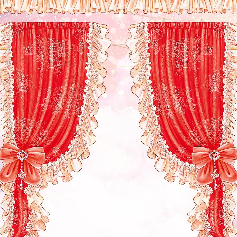 (Deco) Curtain_C (20Color) - สติกเกอร์ - กระดาษ สีแดง