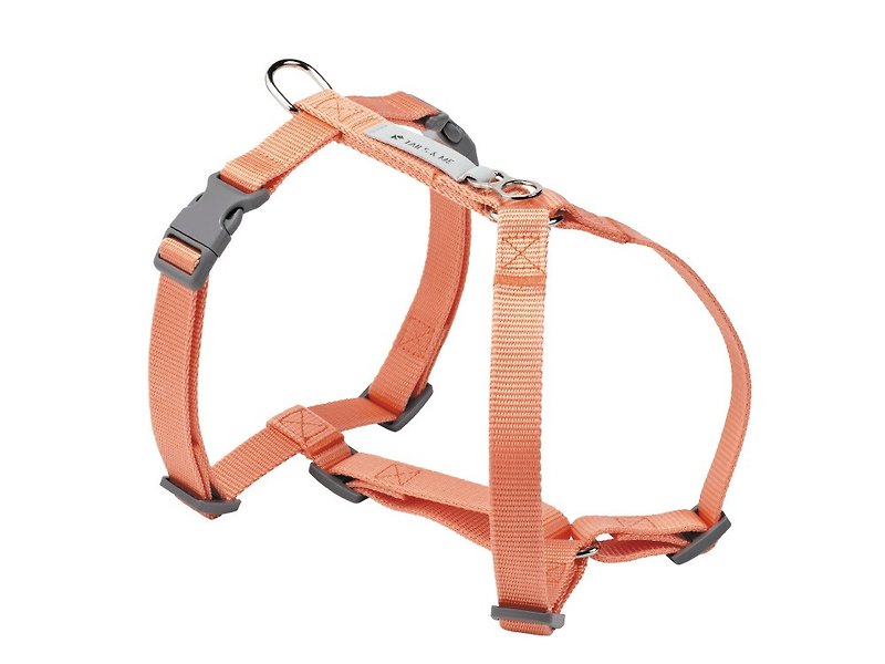 [Tail and me] Classic nylon strap with chest strap pink orange L - ปลอกคอ - ไนลอน สีส้ม