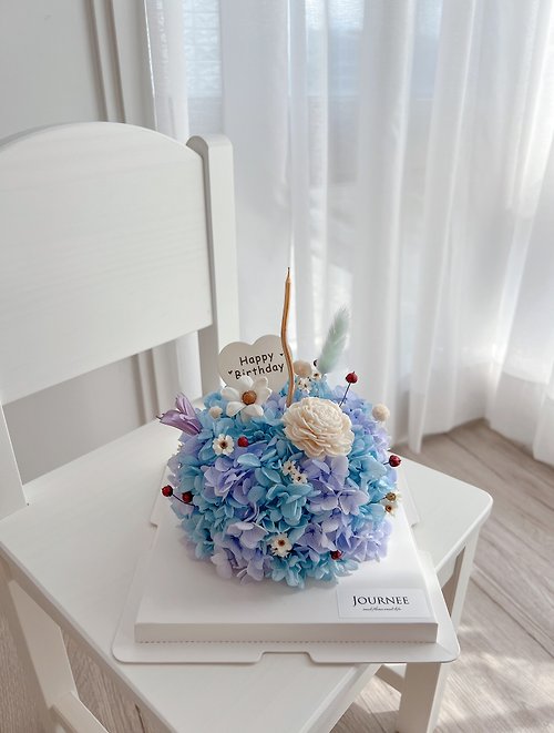 journee Journee夢幻藍紫小花蛋糕禮盒 永生花乾燥花蛋糕乾燥花束