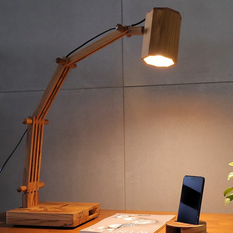 Sold out]Simple Texture Teak Table Lamp Amplifier Stand::Nordic Home Style::Father's Day Gift - โคมไฟ - ไม้ สีนำ้ตาล