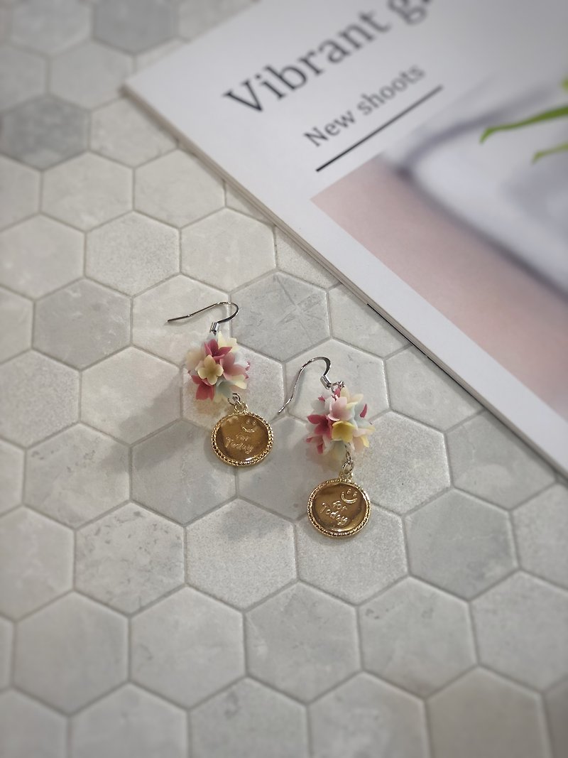 Handmade hydrangea shaped earrings - Earrings & Clip-ons - Clay 