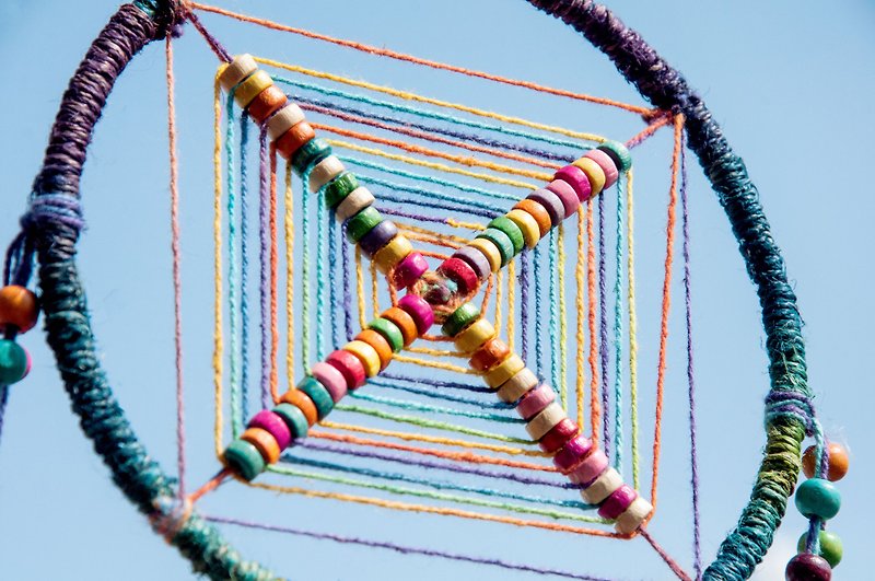National wind hand-woven cotton Linen South American Dreamcatcher Charm - Rainbow Rainbow gradient solar cosmic sky - Items for Display - Cotton & Hemp Multicolor