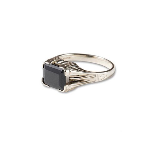 Goodforit Calee Cut Stone Silver Ring黑鋯石純銀復古戒指(純銀/日規19)