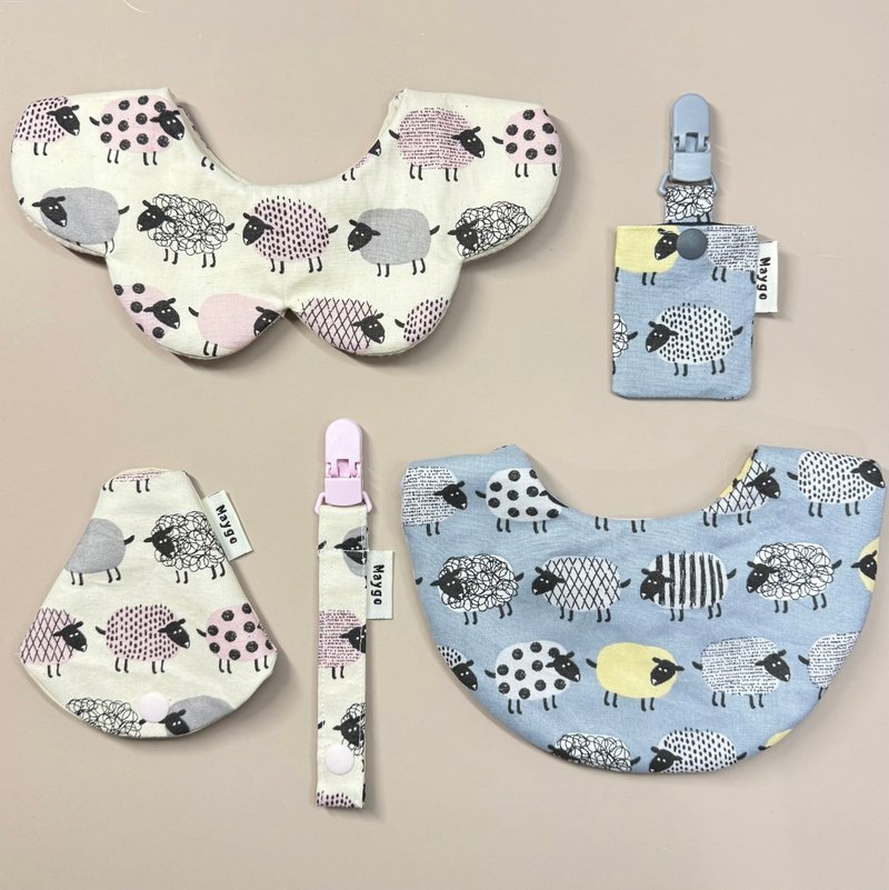 Maygo.bib 憂鬱小羊。彌月禮盒 - 彌月禮盒 - 棉．麻 藍色