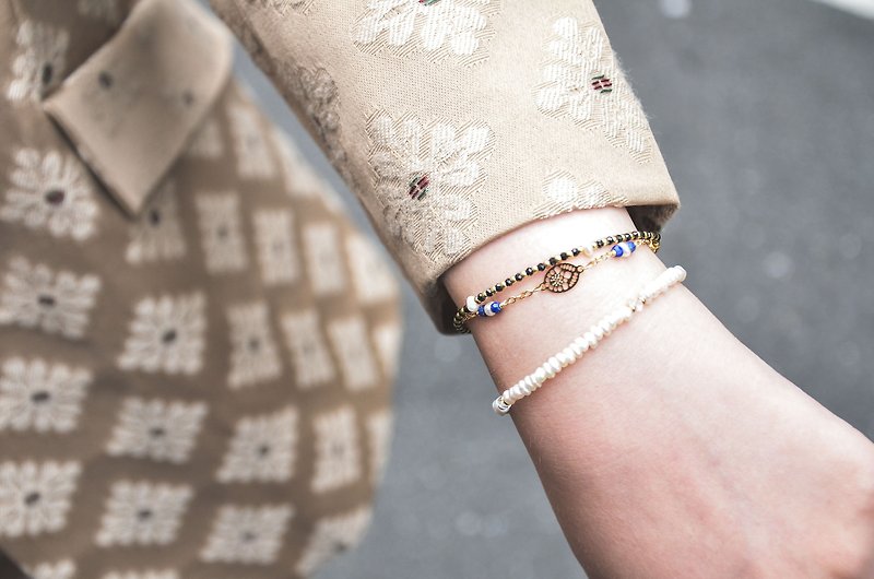 【JUNE 6-birthstone- Moonstone】pearl design bracelet (adjustable) - Bracelets - Gemstone White