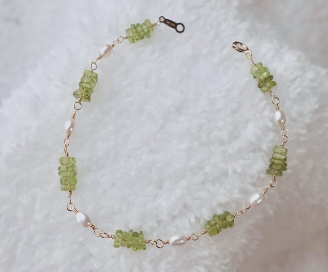 Happiness ペリドット 天然パール 14kgf 14KGF ブレスレット