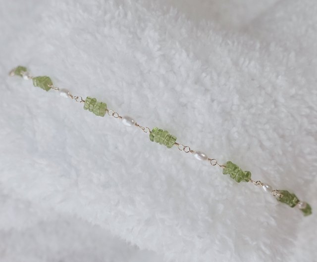 Happiness ペリドット 天然パール 14kgf 14KGF ブレスレット