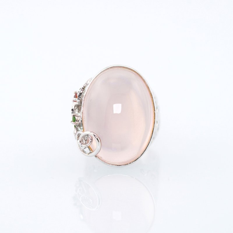 PolyGram Jewelry-Natural Pink Crystal Ring - แหวนทั่วไป - คริสตัล 