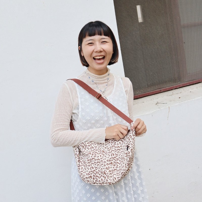 Half Moon Crossbody Bag/Leopard Print - Messenger Bags & Sling Bags - Cotton & Hemp Multicolor