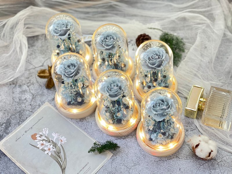Rosemary小小花園玻璃罩珍藏款  永生花/情人節/生日/畢業/禮物 - 乾燥花/永生花 - 植物．花 藍色