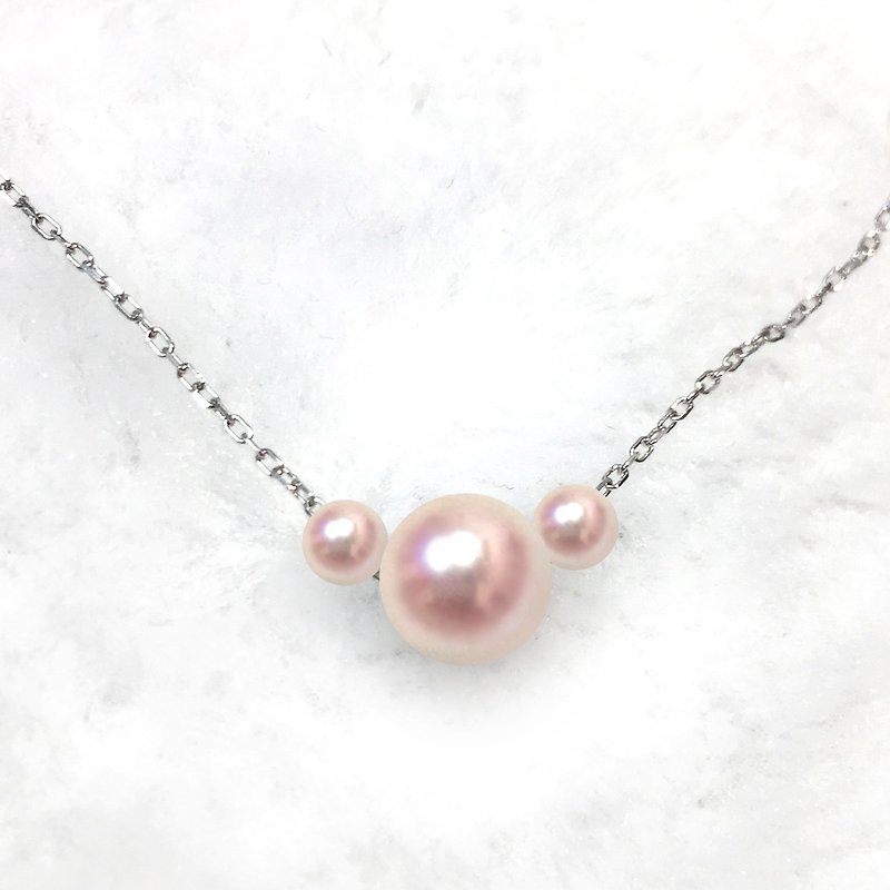 Triple Akoya Pearl 18K White Gold 60cm Chain Necklace | Akoya Pearl Necklace - 項鍊 - 珍珠 